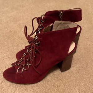 Nine West Red Lace-Up Block Heels